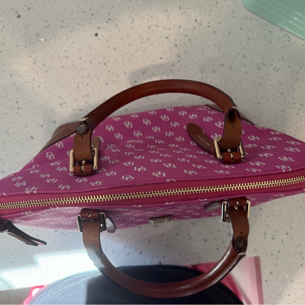 Dooney & Bourke Pink Tote with Brown Leather Trim - Picture 3 of 9